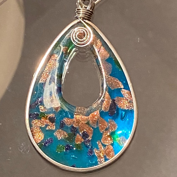 Handcrafted Jewelry - Silver Murano Glass Pendant & 925 Necklace